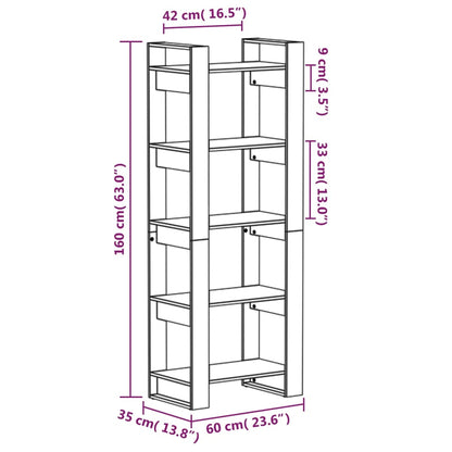 vidaXL Bücherregal/Raumteiler Weiß 60x35x160 cm Massivholz