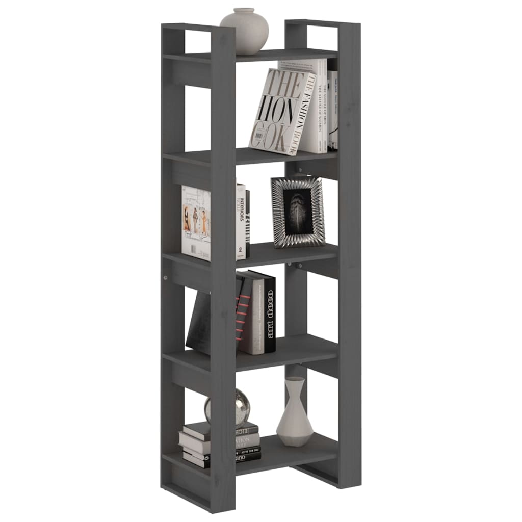 vidaXL Bücherregal/Raumteiler Grau 60x35x160 cm Massivholz