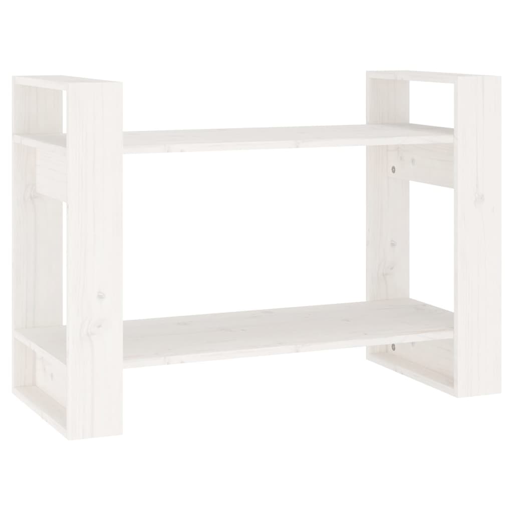 vidaXL Bücherregal/Raumteiler Weiß 80x35x56,5 cm Massivholz Kiefer