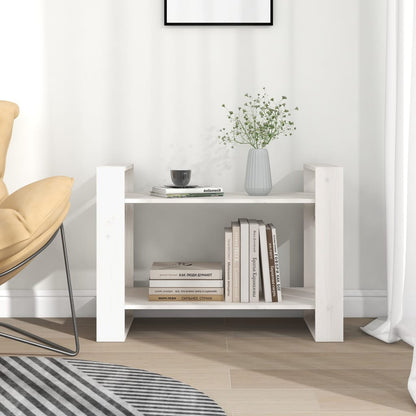 vidaXL Bücherregal/Raumteiler Weiß 80x35x56,5 cm Massivholz Kiefer