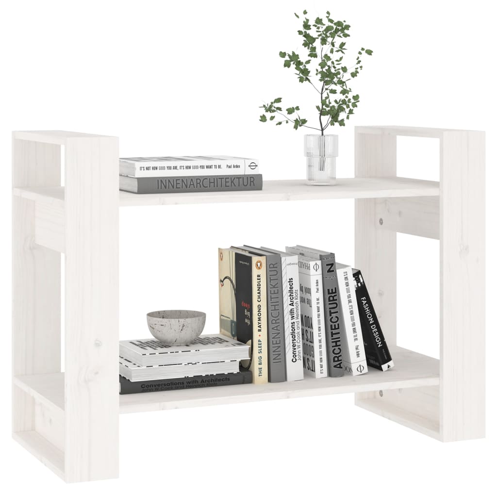 vidaXL Bücherregal/Raumteiler Weiß 80x35x56,5 cm Massivholz Kiefer