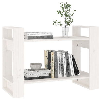 vidaXL Bücherregal/Raumteiler Weiß 80x35x56,5 cm Massivholz Kiefer