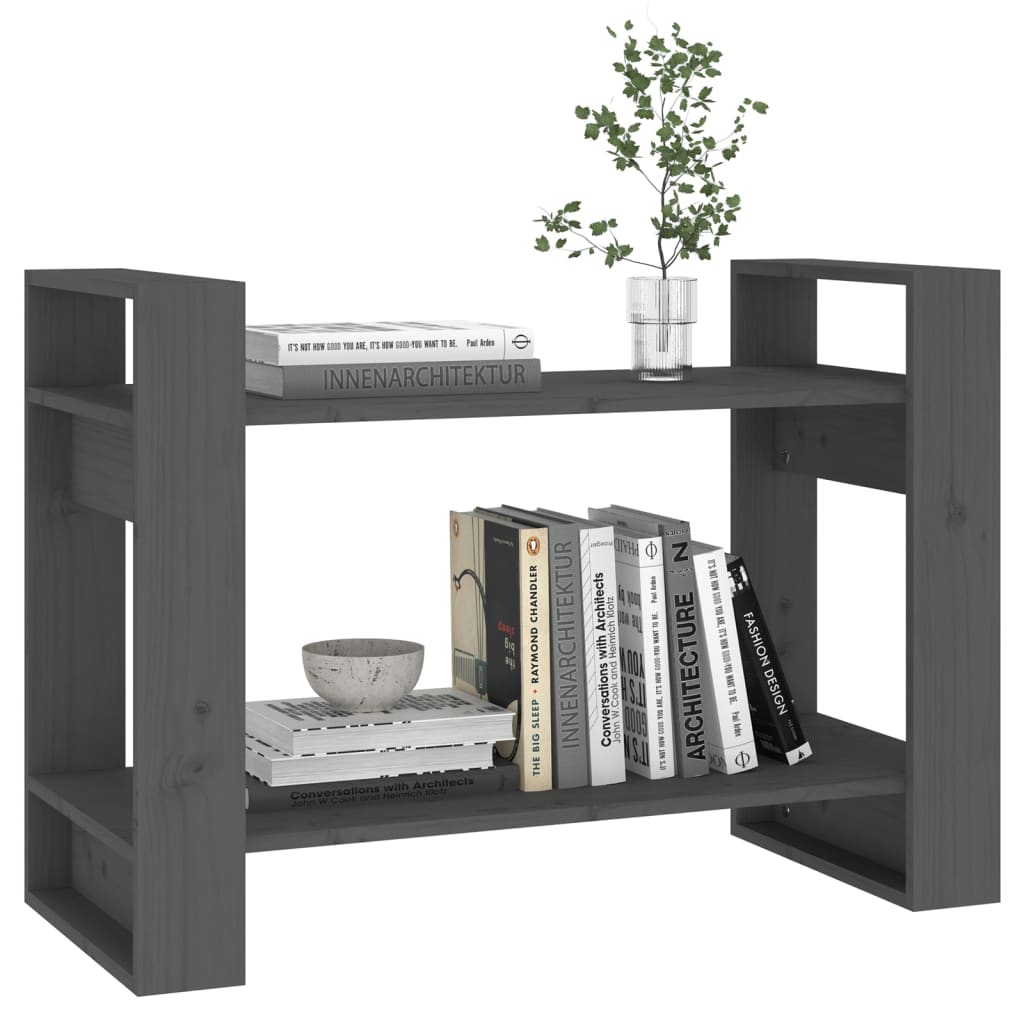vidaXL Bücherregal/Raumteiler Grau 80x35x56,5 cm Massivholz Kiefer