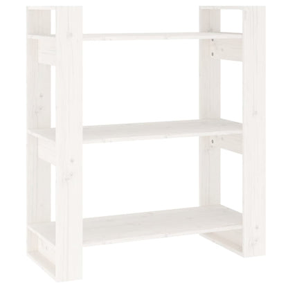 vidaXL Bücherregal/Raumteiler Weiß 80x35x91 cm Massivholz Kiefer