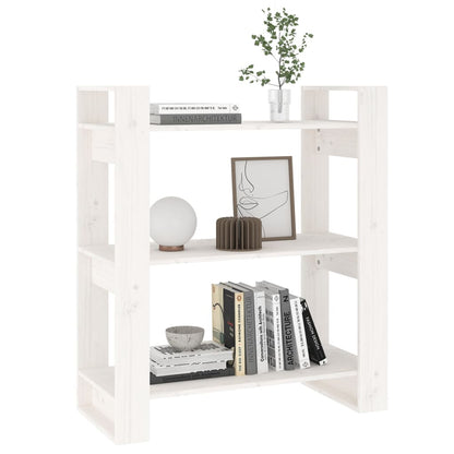 vidaXL Bücherregal/Raumteiler Weiß 80x35x91 cm Massivholz Kiefer