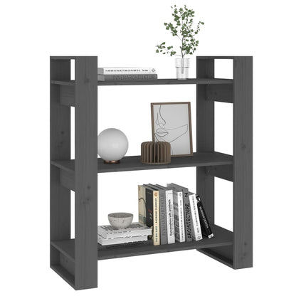 vidaXL Bücherregal/Raumteiler Grau 80x35x91 cm Massivholz Kiefer