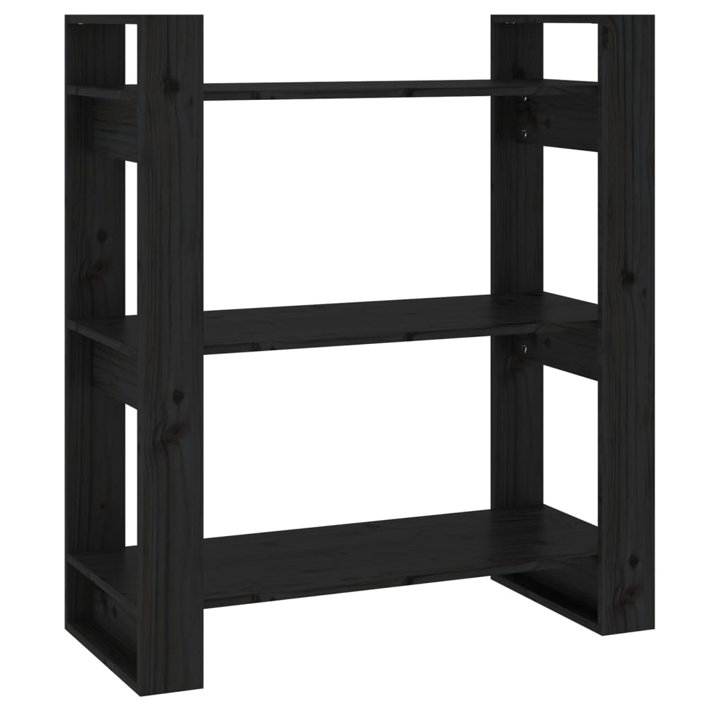 vidaXL Bücherregal/Raumteiler Schwarz 80x35x91 cm Massivholz Kiefer