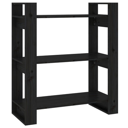 vidaXL Bücherregal/Raumteiler Schwarz 80x35x91 cm Massivholz Kiefer