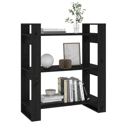 vidaXL Bücherregal/Raumteiler Schwarz 80x35x91 cm Massivholz Kiefer