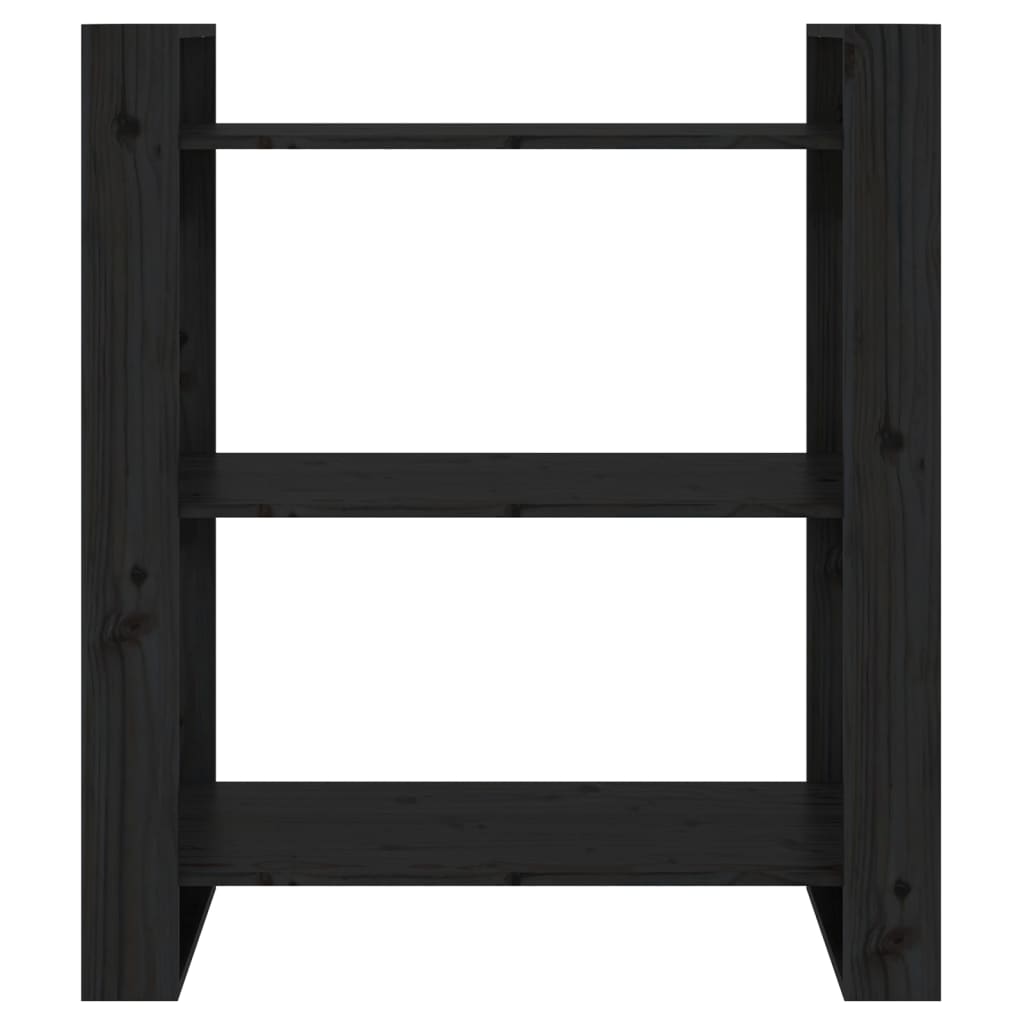 vidaXL Bücherregal/Raumteiler Schwarz 80x35x91 cm Massivholz Kiefer