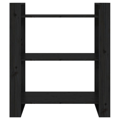vidaXL Bücherregal/Raumteiler Schwarz 80x35x91 cm Massivholz Kiefer