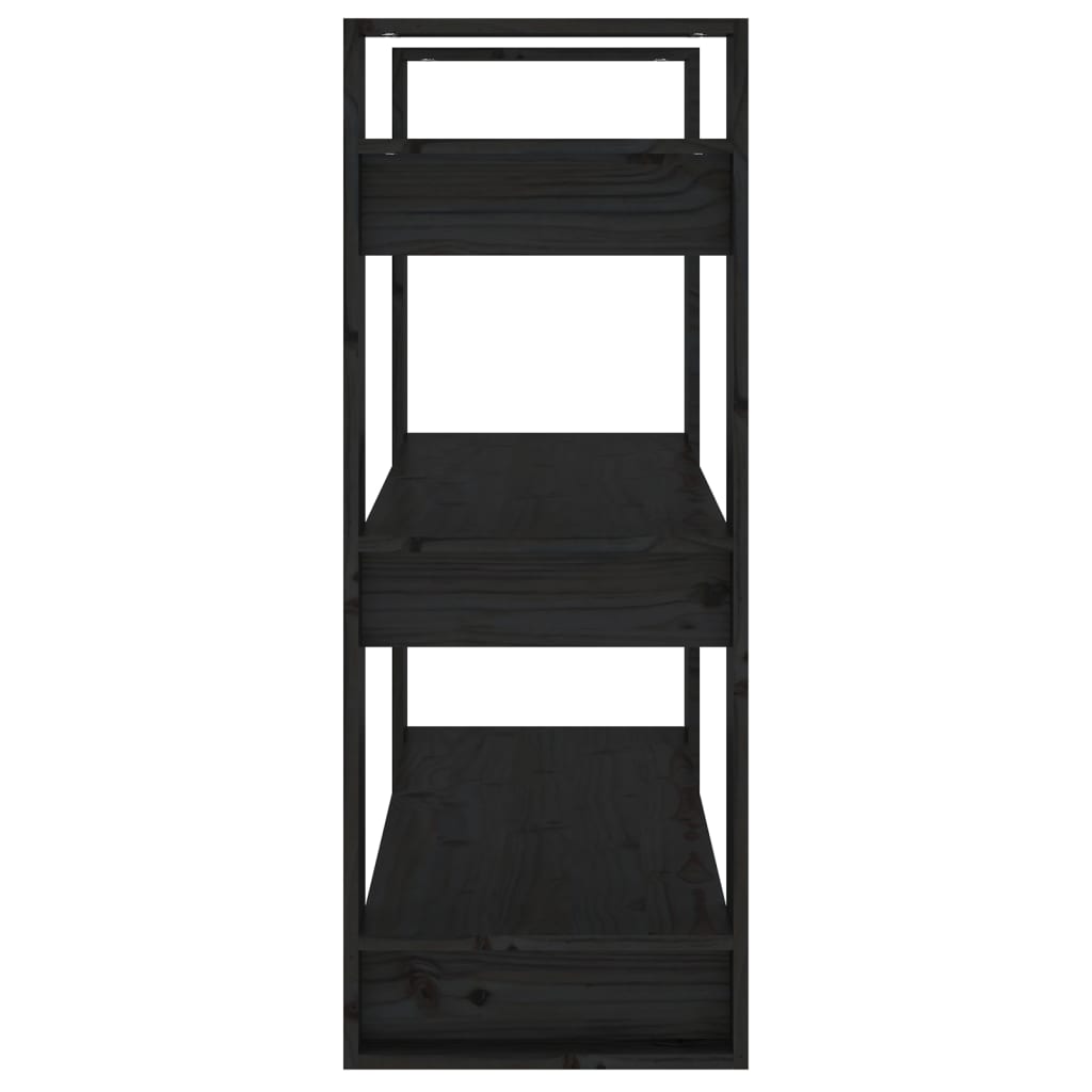 vidaXL Bücherregal/Raumteiler Schwarz 80x35x91 cm Massivholz Kiefer