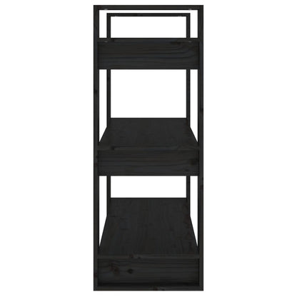 vidaXL Bücherregal/Raumteiler Schwarz 80x35x91 cm Massivholz Kiefer