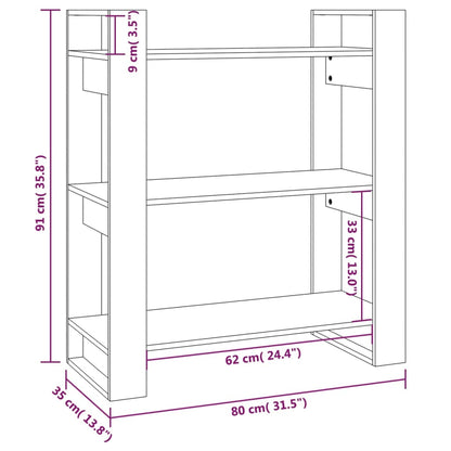 vidaXL Bücherregal/Raumteiler Schwarz 80x35x91 cm Massivholz Kiefer