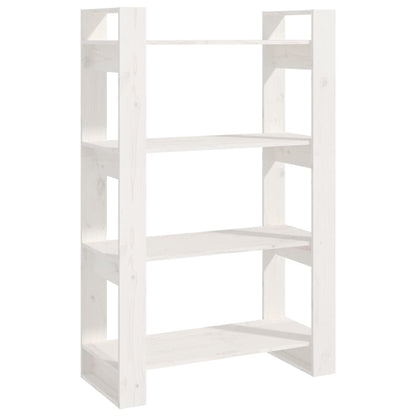 vidaXL Bücherregal/Raumteiler Weiß 80x35x125 cm Massivholz Kiefer
