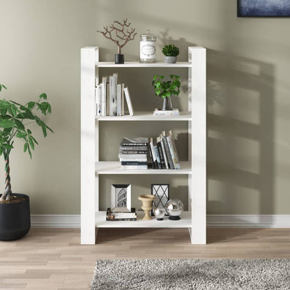 vidaXL Bücherregal/Raumteiler Weiß 80x35x125 cm Massivholz Kiefer