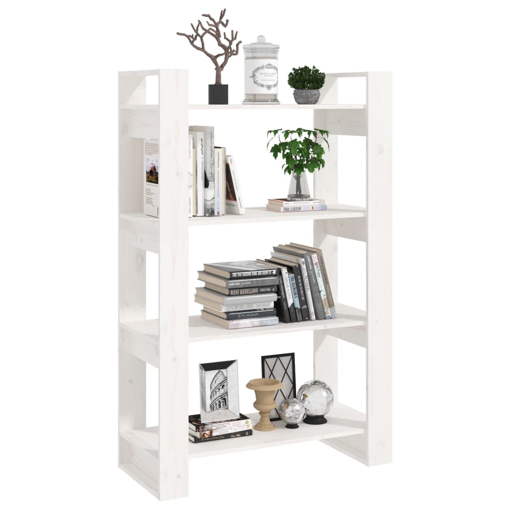 vidaXL Bücherregal/Raumteiler Weiß 80x35x125 cm Massivholz Kiefer
