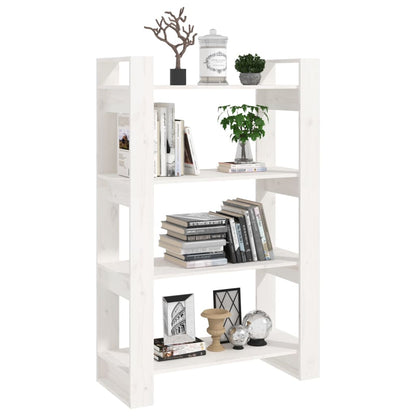 vidaXL Bücherregal/Raumteiler Weiß 80x35x125 cm Massivholz Kiefer
