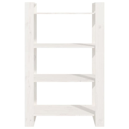 vidaXL Bücherregal/Raumteiler Weiß 80x35x125 cm Massivholz Kiefer