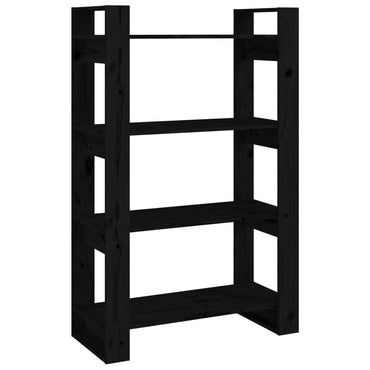 vidaXL Bücherregal/Raumteiler Schwarz 80x35x125 cm Massivholz Kiefer