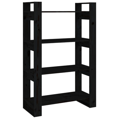vidaXL Bücherregal/Raumteiler Schwarz 80x35x125 cm Massivholz Kiefer