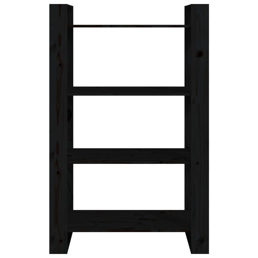 vidaXL Bücherregal/Raumteiler Schwarz 80x35x125 cm Massivholz Kiefer