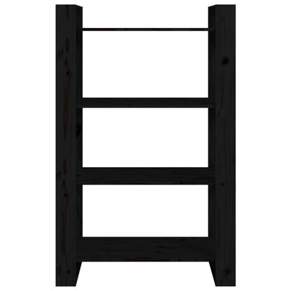 vidaXL Bücherregal/Raumteiler Schwarz 80x35x125 cm Massivholz Kiefer