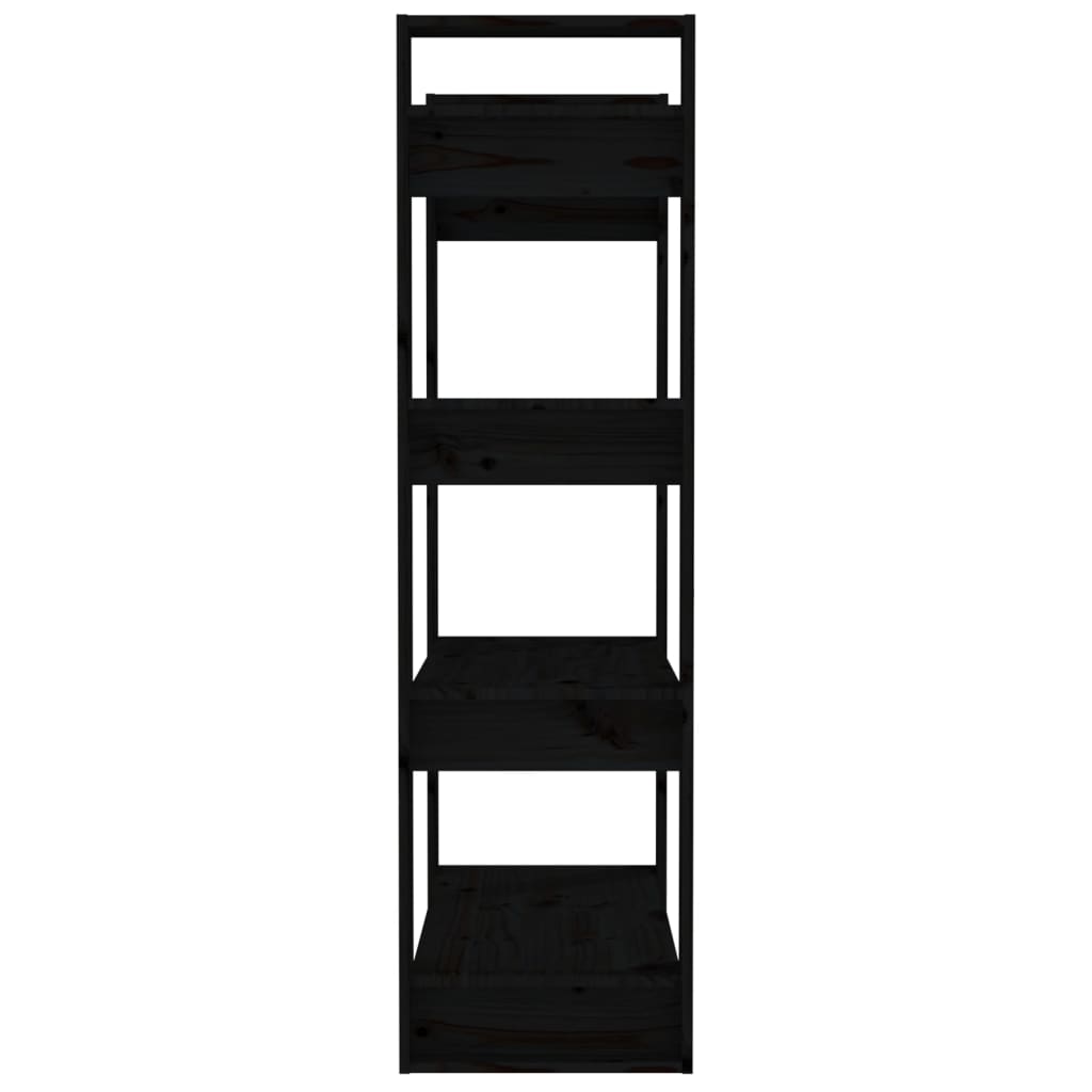 vidaXL Bücherregal/Raumteiler Schwarz 80x35x125 cm Massivholz Kiefer