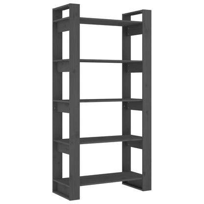 vidaXL Bücherregal/Raumteiler Grau 80x35x160 cm Massivholz