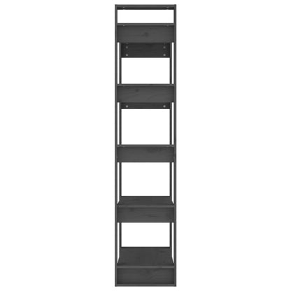 vidaXL Bücherregal/Raumteiler Grau 80x35x160 cm Massivholz