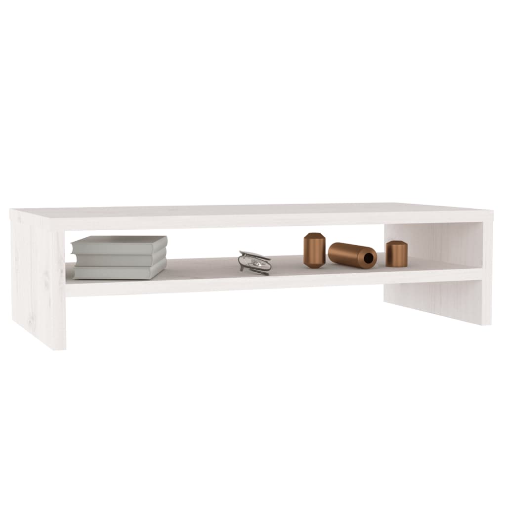 vidaXL Support d'écran Blanc 50x24x13 cm Bois de pin massif