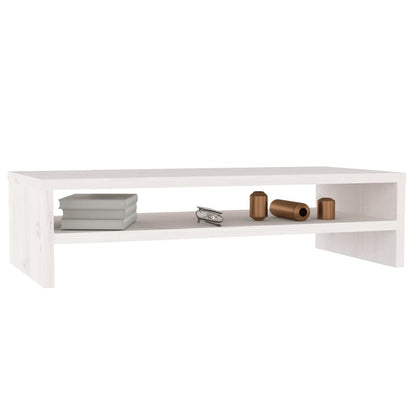 vidaXL Support d'écran Blanc 50x24x13 cm Bois de pin massif