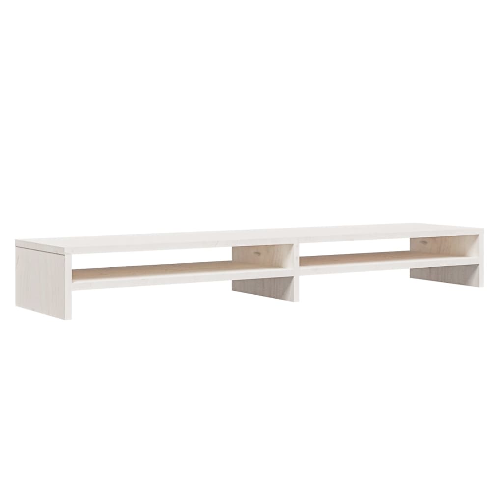 vidaXL Monitorständer Weiß 100x24x13 cm Massivholz Kiefer