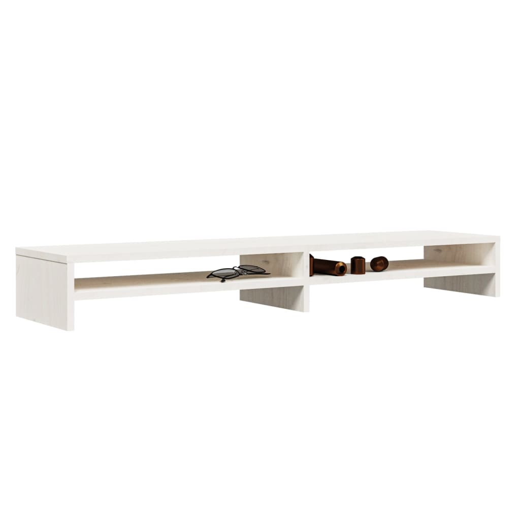 vidaXL Monitorständer Weiß 100x24x13 cm Massivholz Kiefer