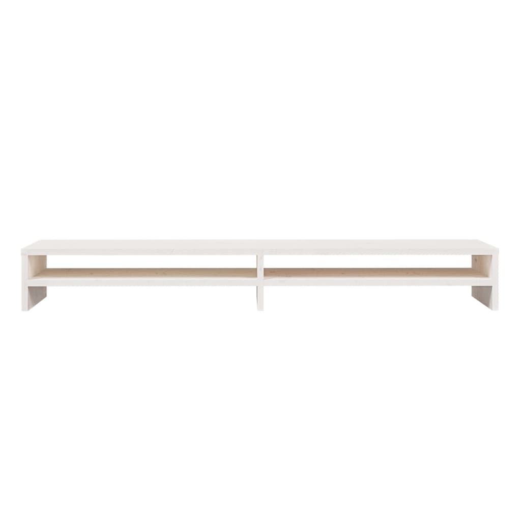 vidaXL Monitorständer Weiß 100x24x13 cm Massivholz Kiefer