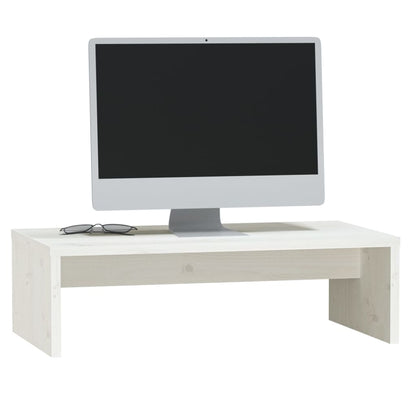 vidaXL Support d'écran blanc 50x27x15 cm en bois de pin massif