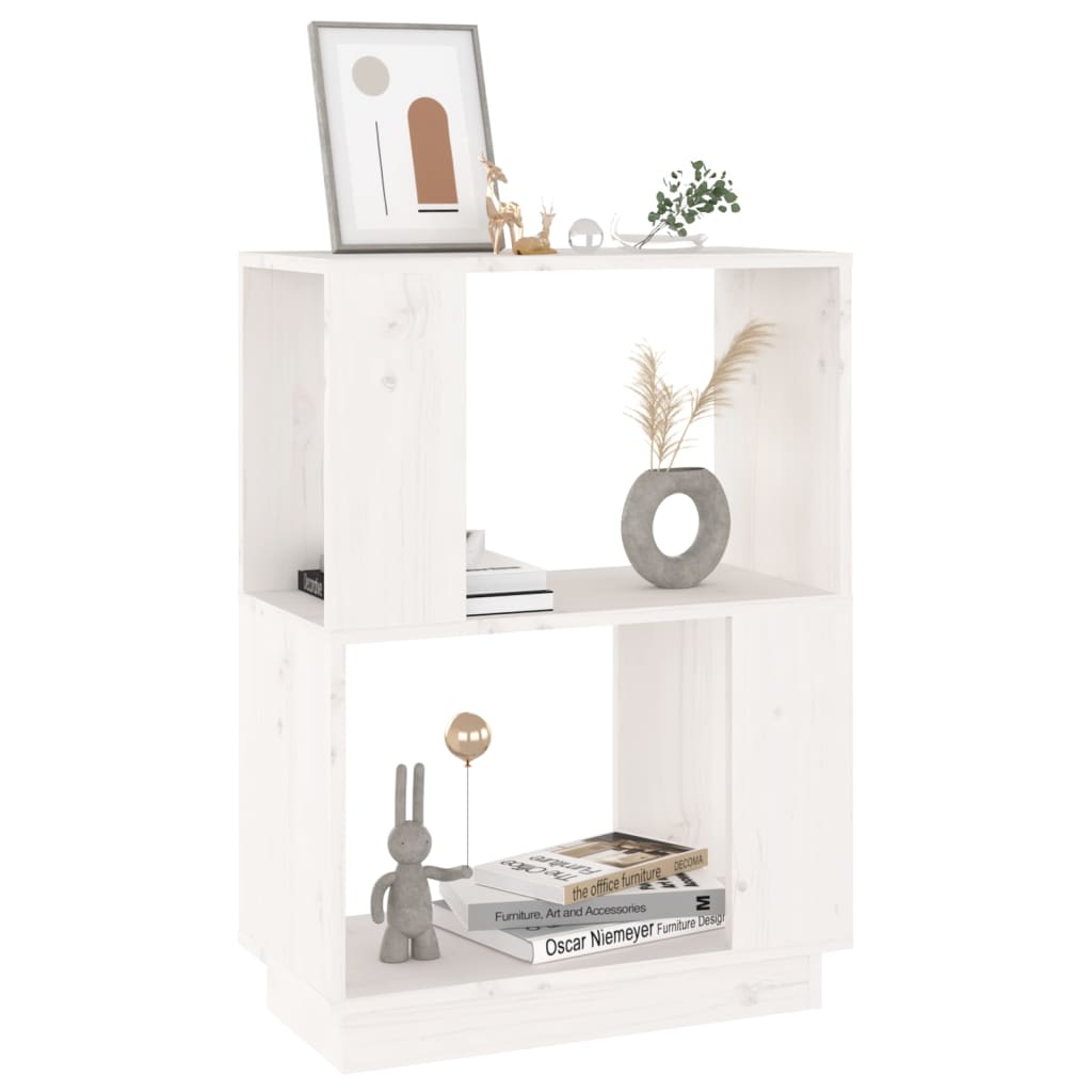 vidaXL Bücherregal/Raumteiler Weiß 51x25x70 cm Massivholz Kiefer