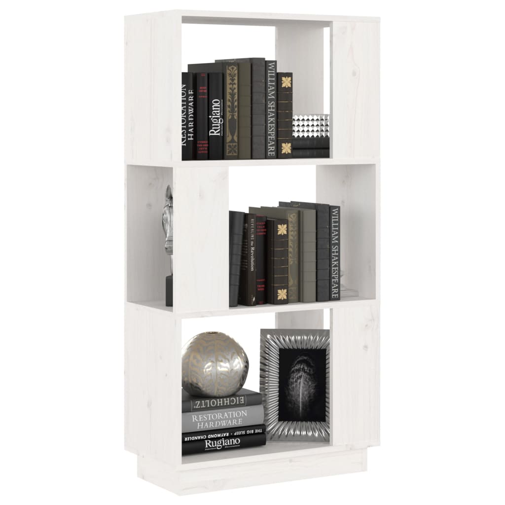 vidaXL Bücherregal/Raumteiler Weiß 51x25x101 cm Massivholz Kiefer