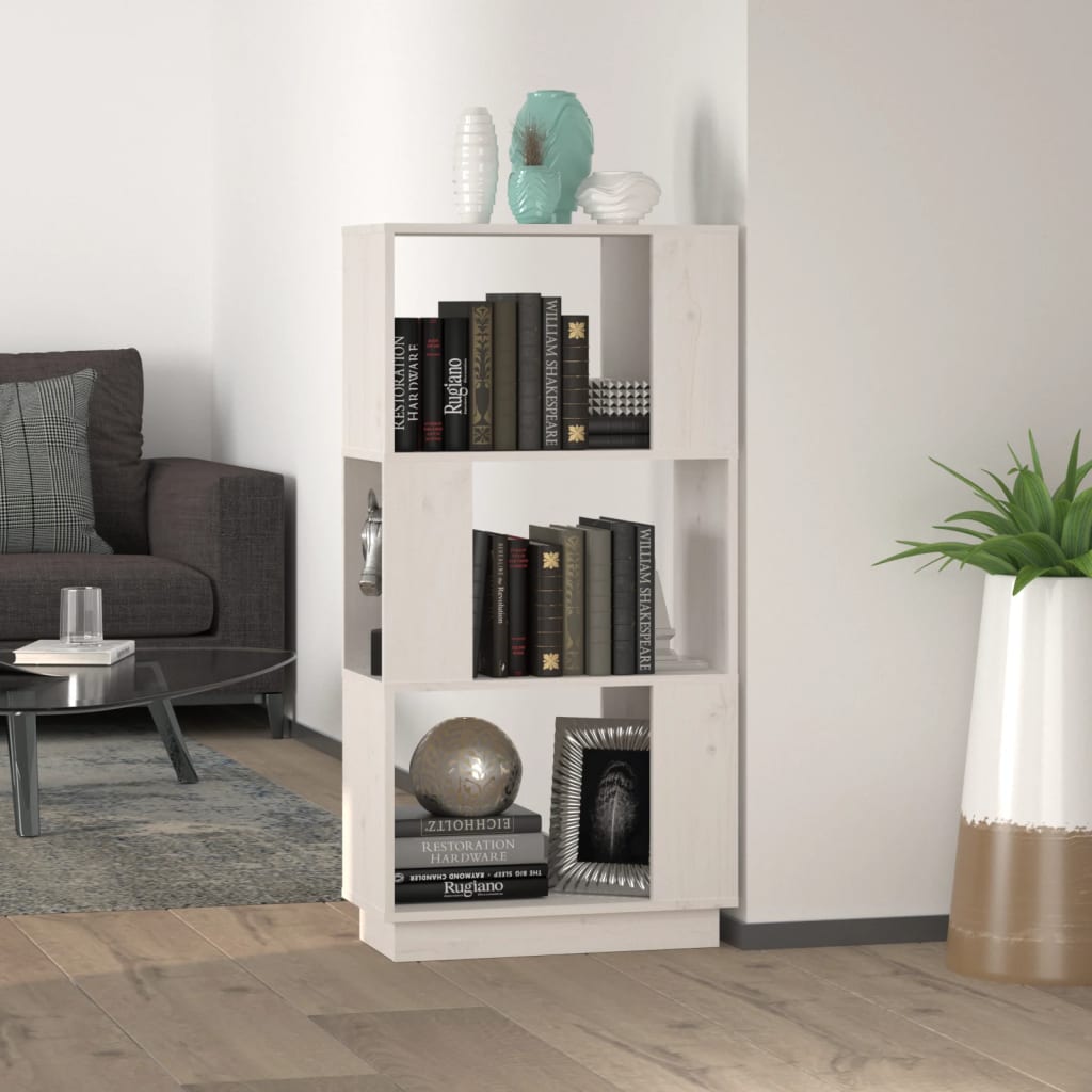 vidaXL Bücherregal/Raumteiler Weiß 51x25x101 cm Massivholz Kiefer