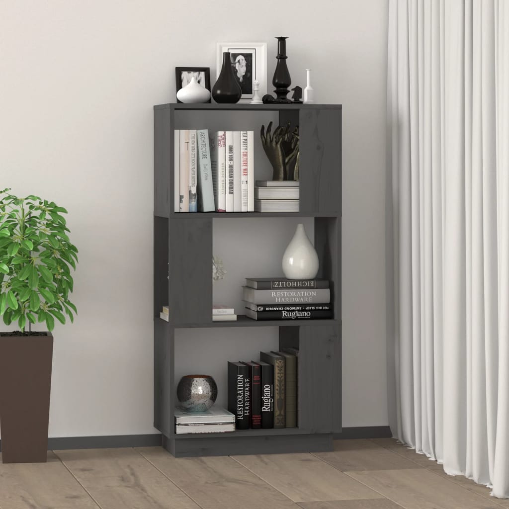 vidaXL Bücherregal/Raumteiler Grau 51x25x101 cm Massivholz Kiefer