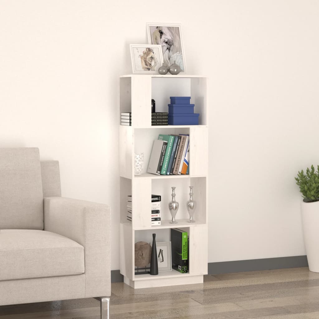 vidaXL Bücherregal/Raumteiler Weiß 51x25x132 cm Massivholz Kiefer