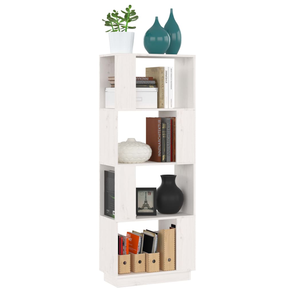 vidaXL Bücherregal/Raumteiler Weiß 51x25x132 cm Massivholz Kiefer