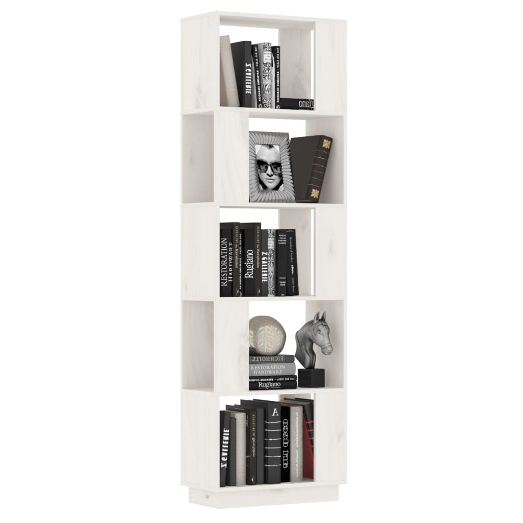 vidaXL Bücherregal/Raumteiler Weiß 51x25x163,5 cm Massivholz Kiefer