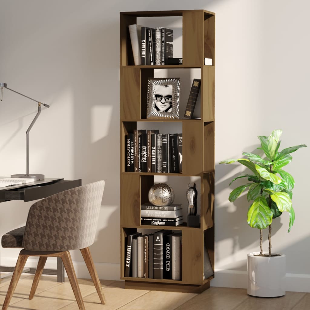 vidaXL Bücherregal/Raumteiler Honigbraun 51x25x163,5 cm Massivholz