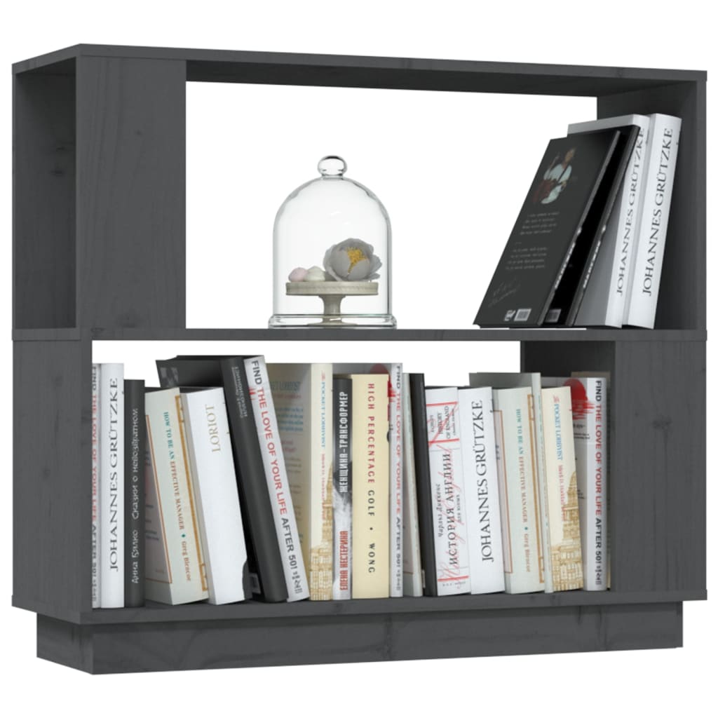 vidaXL Bücherregal/Raumteiler Grau 80x25x70 cm Massivholz Kiefer