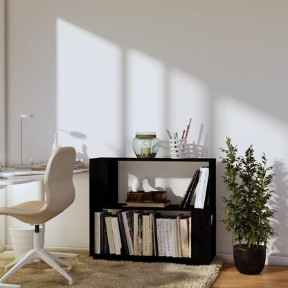 vidaXL Bücherregal/Raumteiler Schwarz 80x25x70 cm Massivholz Kiefer