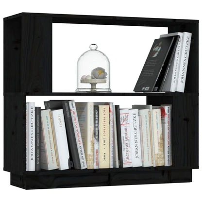 vidaXL Bücherregal/Raumteiler Schwarz 80x25x70 cm Massivholz Kiefer