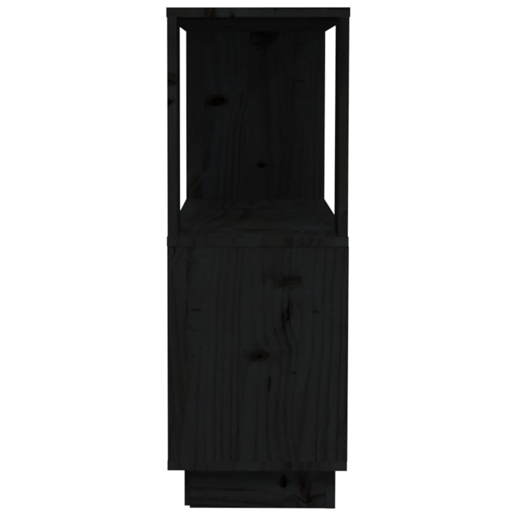 vidaXL Bücherregal/Raumteiler Schwarz 80x25x70 cm Massivholz Kiefer