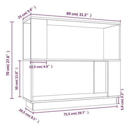 vidaXL Bücherregal/Raumteiler Schwarz 80x25x70 cm Massivholz Kiefer