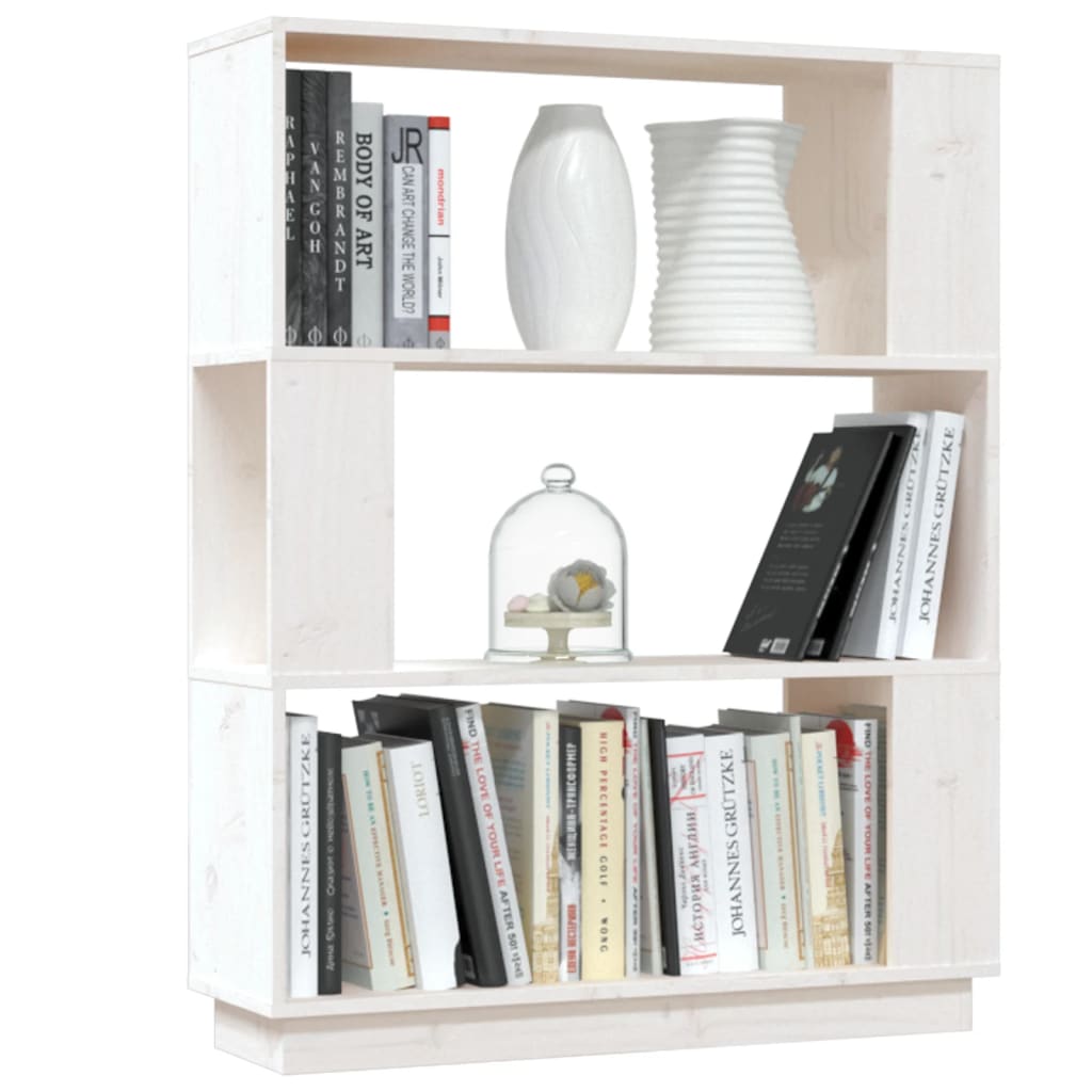 vidaXL Bücherregal/Raumteiler Weiß 80x25x101 cm Massivholz Kiefer